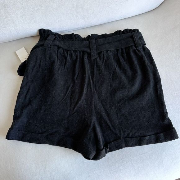 Aerospostale Black Linen Blend Paperbag SHORTS S NEW - Picture 6 of 9